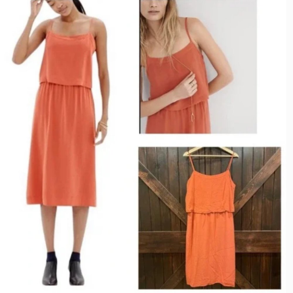 Madewell Silk Overlay Tiered Cami Midi Tank Dress - Size 12